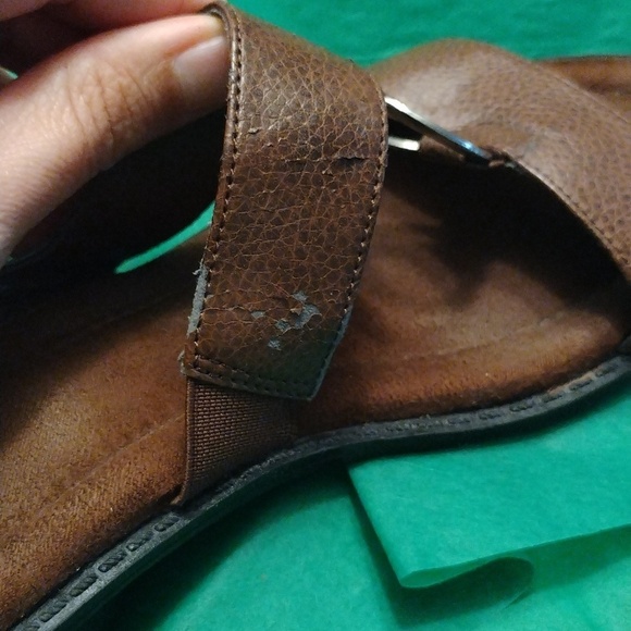 Brown Faux Leather Slide Sandals - Picture 9 of 10